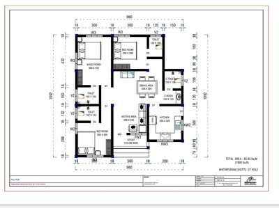 1000 sq.ft 3bhk