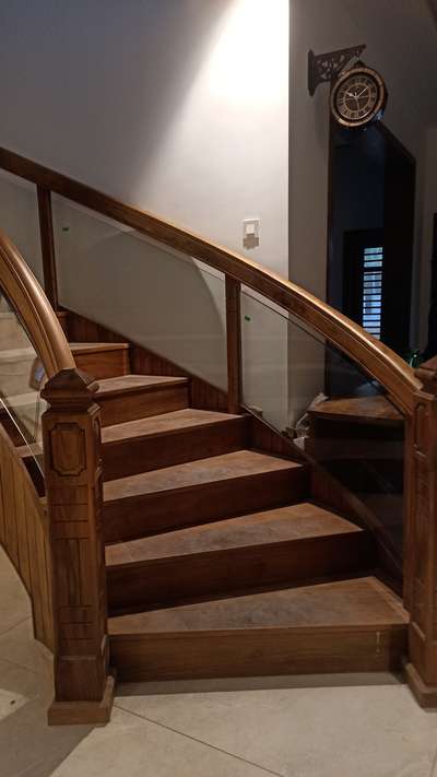 wood with glass handrails work...