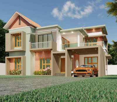 a 4 bedroom home design. total area 2100 sqft #keralahousedesign #MixedRoofHouse #4BHKHouse
