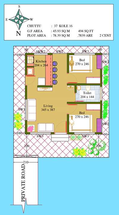 Small plot  # # 2 cent #2BHK $#$#$ Open kitchen##Bedroom il janal nodu chernnu irikkanulla area um provide cheythittundu.#$#$ plan il plot details koode ulpeduthiyirikkunnu$#$#$# cheriya oru veedu aagrahikkunnavark suitable aayittulla oru plan #
Ithu pole ulla plan , sanction work, completion, regularisation, including ksmart work for municipality , ellam cheythu kodukunnu.