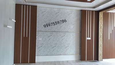how to installation 🌹 wpc wall louber with panelling uv marble seat design  #HouseDesigns