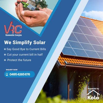 Go green and save money with VRC Renewable Energies. Solar panels for every budget. We provide services all across the country. 

Reach us out on 📞 0495-4265676

#solarenergy #solarpower #solarenergysystem #solarwaterheater #SolarSystems #solar_panels #KoloApp #VRCRenewableEnergies