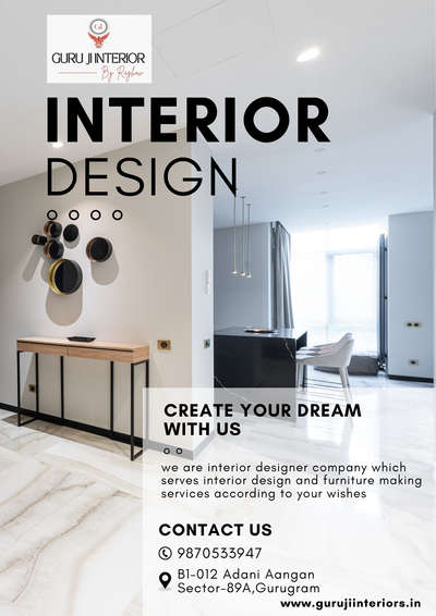 @ We are interior designer company which serves interior design and furniture making services according to your wishes 
.
Guru ji interior
By Raghav
Call - 9870533947 ,7303111335
#gurujiinteriors
#Interiordesign #luxuryhomes
#PerfectInterior #homedecore
#modularhome