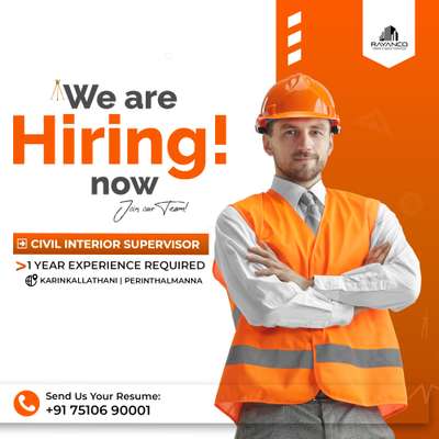 we are hiring
#sitesupervisor
Rayanco Interiors & Builders

  #hiringnow #hiringjobs #hiringdesigners