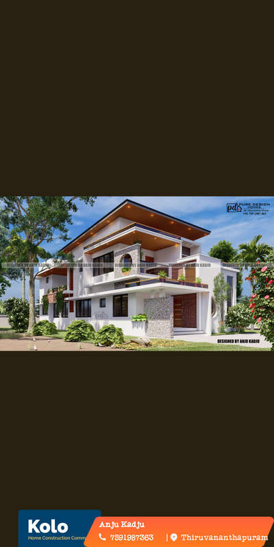Contemporary House design Kerala Architecture 👍🏻
designed by anju kadju
😊
 #ContemporaryHouse #HouseDesigns #online3dservice #anjukadju
