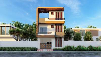 G+1 25'-0" WIDE FRONT ELEVATION 
 #ElevationDesign #residencedesigns #3delevation🏠 #exteriordesigns #moderndesign