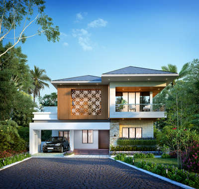 Villa elevationdesign 
 #architect  #ElevationDesign  #ContemporaryHouse  #kochiinteriordesigners