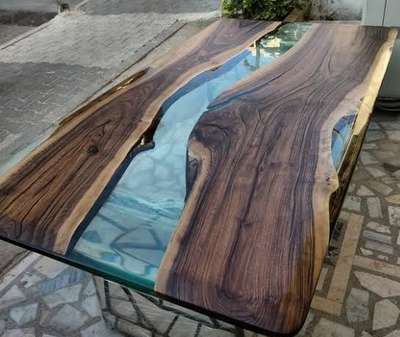 lite black transparent Epoxy table top. contact us = +91 8432614005