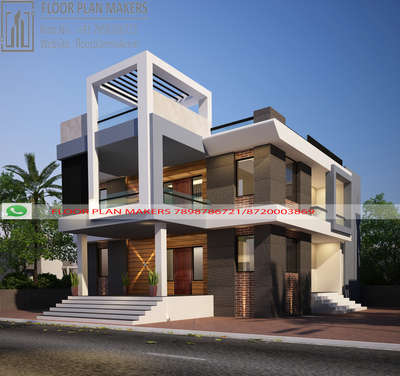 3 side banglow elevation design by floor plan makers 
www.floorplanmaker.in 
+917898786721 
#ElevationDesign 
 #facadedesign 
 #frontElevation 
 #Architect 
 #CivilEngineer