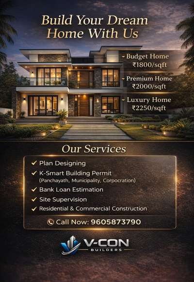 🏡 നിങ്ങളുടെ സ്വപ്നവീട് ഇനി യാഥാർത്ഥ്യമാക്കാം!
പ്ലാൻ ഡിസൈനിംഗ് മുതൽ നിർമ്മാണം വരെ മുഴുവൻ സേവനങ്ങളുമായി ഞങ്ങൾ നിങ്ങളോടൊപ്പം.
ഗുണമേന്മയുള്ള നിർമ്മാണം, വിശ്വാസം,


#dreamhouse #homeconstruction #keralahome #mordernhome #HouseDesigns #keralaconstraction #homebuilders #koloapp #dreamhomekerala #houseplans #Thrissur #thrissurgram #thrissurinsta
