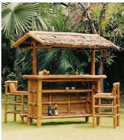 Bar counter with bamboo