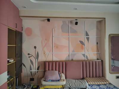 work in progress almost done...Bed room wall
 #KidsRoom #WallDesigns #3DoorWardrobe #WoodenBeds