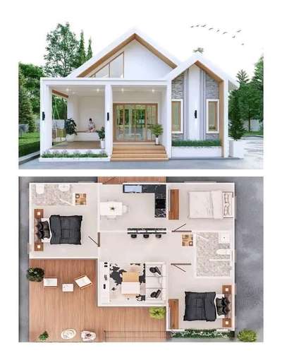 Cottage type small 2bhk house.
- 2 Bedrooms
- Living 
- Dining 
- Kitchen 
- Verandah
 #modernhome  #2BHKPlans #2BHKHouse #KeralaStyleHouse
