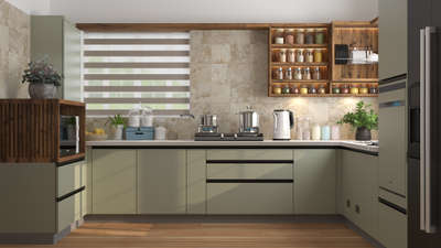 PU Kitchen...          #ModularKitchen  #KitchenIdeas  #modernkitchens  #ClosedKitchen  #WoodenKitchen