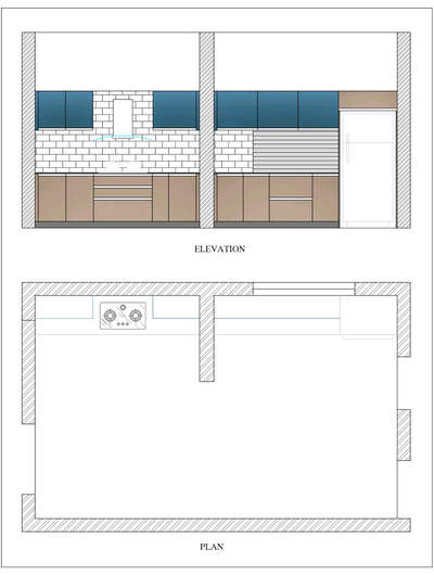 Kitchen plan and elevation  #KitchenIdeas  #ModularKitchen  #SmallKitchen  #KitchenInterior