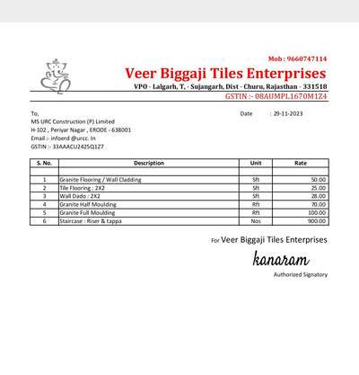veer biggaji tails work enterprises Jaipur Rajasthan India contact number 8504879387