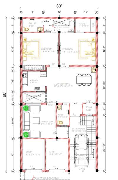 30×60 Best House Plan ...
2 Bedroom /1 Drawing room/2 shop /1kitchen /2 washroom

#Houseplan