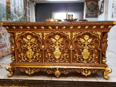 gold leaf on MDF mandir table 

 #mandir  #LivingRoomTable 
 #goldleaf