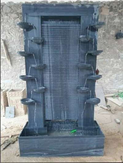 Garden water fountain black stone marble  #fountain  #waterfountains