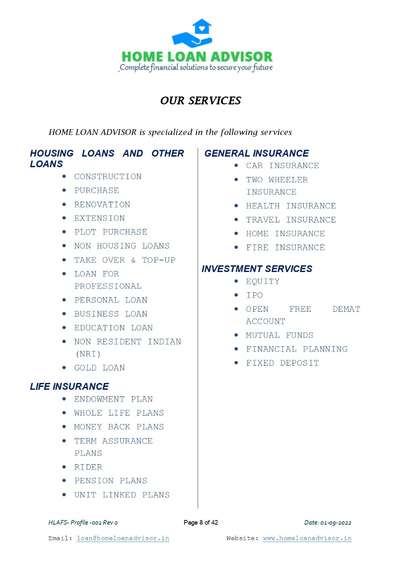 WHY CHOOSE HOME LOANS FROM HOME LOAN ADVISOR?

• Attractive interest rates to make your Home Loans affordable and easier on your pocket.
• Customized repayment options to suit your needs.
• No hidden charges.
• Expert legal and technical counseling to help you make the right home buying decision.
• Doorstep Service.
• Housing Projects approval from Banks and NBFC.
• Discounted processing fee
• Personal advisor for you.
• Don’t stand in queues.
• We work for you and not the lenders.
• Online HOME loans and Personal Loan.
• Save you time, effort, and money.
• Home loan advisor May Have Better Access.
• Home loan advisor May Be Able to Manage Your Fees.
• Key benefits of the online home loan from Home loan advisor:
       
Minimum Processing fee Easy documentation Doorstep Service Loan Insurance

Mob: 7510385499