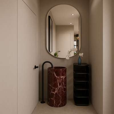 * VILLA PROJECT*
This custom design blends with minimalism with a pitch of luxury tones, perfect for modern interior homes. Equipped with integrated lighting solutions & hidden storage, it enhances both functionallity & aesthetics. Ideal for people who are seeking a clean & elegant look.
 #LivingroomDesigns #diningspacedesign #OpenKitchnen 
#minimalinterior #pedestalbasin #moderninteriors