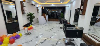 our unisex  parlour work floor tilein, gypsum work modern reception table electrical work # parlour