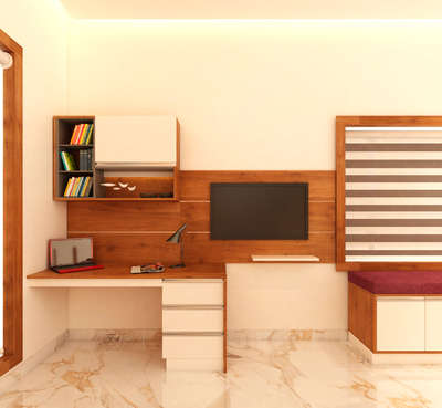 study unit and TV panelling at bedrooms #Thrissur  #interiorkerala  #Ernakulam  #plywoodwork  #Furnishings