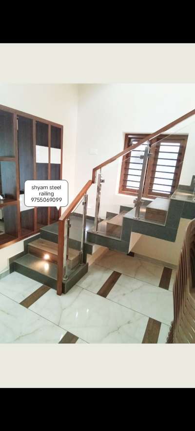 glass railing with wooden top
