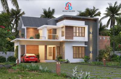 #3 D front elevation # 2 floors# residential building # 2000 Sq. ft#