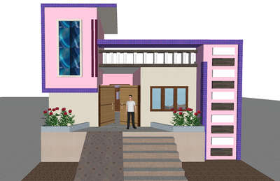 4Bhk front view 3D elevation