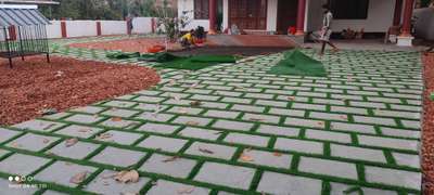 Concreet Block (surface looks same as stone)& Artificial Grass