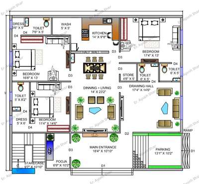 2D banglow planning with furniture 😍
#2DPlans #HouseDesigns #project_planing #2d_plans