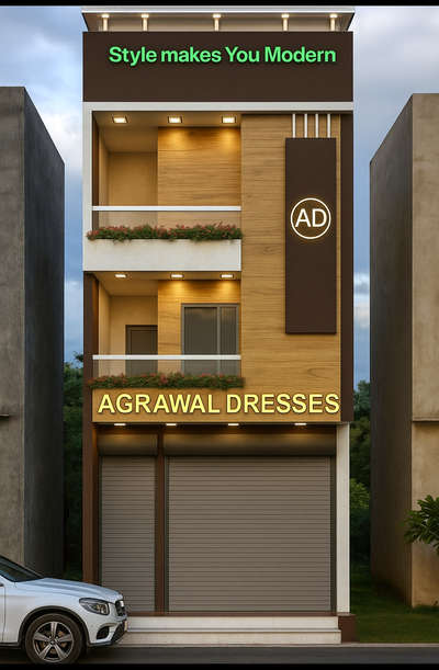 15feet front G+2 house elevation