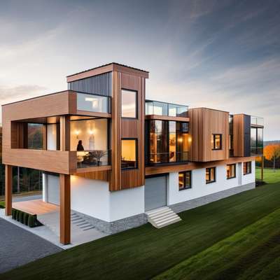 4BHK House Floor Plan Modern design 3D Front elevation