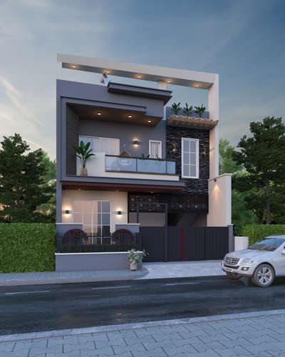 New elevation design ✨️ 
 #jaipurcity  #frontElevation  #exterior_Work  #newhousedesigns  #Architectural&Interior  #civilcontractors  #HouseDesigns  #modernhousedesigns  #modernelevation