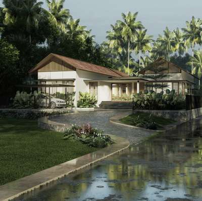 Habitat By The Marsh
Client - Mr. Aneesh
Site location - Kottayam, Kerala
Site area -  40 Cents
Built up area - 2,837 Sqft
Structural design - Bijoy V Alumkal

The site is located close to the Meenechil river with a considerable land area of fourty cents. The client wants a comfortably designed house that suits the climate of the region. The site also has views of the marshy land on the west side. Tropical architecture is used to design the house. To maintain the harmony, a composition of flat and sloped roofs is used in the design. Each space is carefully designed with the client's needs moreover, sufficient space is given for landscape so that we can balance the harmony between built structure and nature.
#HouseDesigns #house_planning #LandscapeDesign #InteriorDesign #projectmanagement.