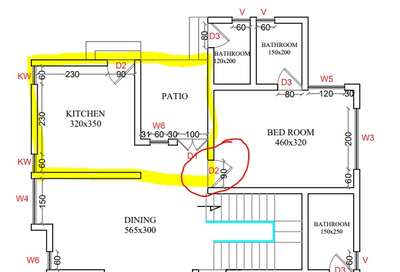 Dear Firends ,
I need some advice and suggestions here. Below are a few images marked as yellow in color, which I wish to consider for a full kitchen without a patio, but the BEDROOM will be a problem, since if we put a door in the kitchen, we will have to enter the kitchen first and then the bedroom. , I don't like this way, so is there another way to go to the bedroom without going to the kitchen?