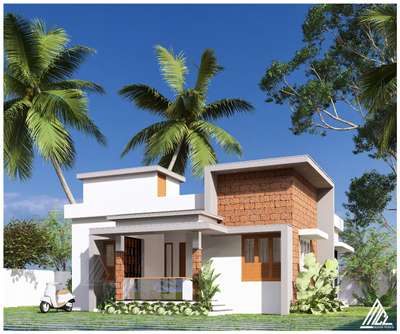 MCL design studio's design and Construction with 2 bed room, 1 attached, Living, hall, kitchen, store, study area & sitout included in 850 sqft at mankada  vellila