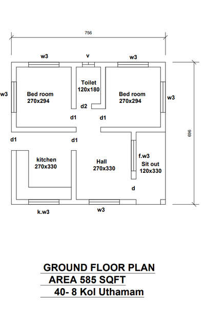 low sqft design by sakkeer sha