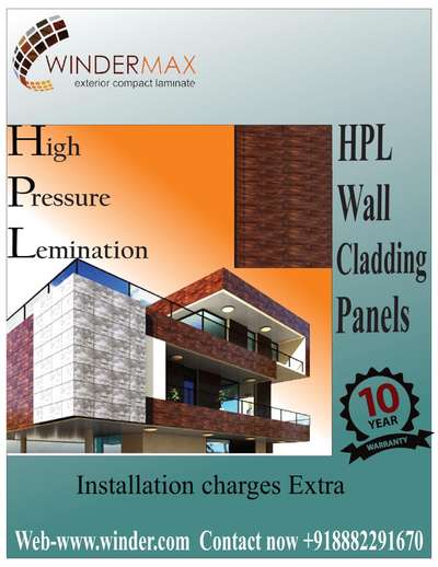 We deal in all types of exterior products 

*HPL wall cladding panels*
*ACP/HPL wall cladding panels*
*WPC wall cladding panels*
*PVC wall cladding panels*
*Aluminium wall cladding panels*
*Colour rivets*
*WPC louvers 

*Dealers and distributors discount also available*

Winder max start Civil Construction work , Interior Execution work Contract , Turnkey project & Collaboration.
We are based in Delhi 
We take project all over India . We execute different types of project as:-
Commercial 
Residencial 
Factories & Industrial. 
Old & New Building, Repair, Renovation & Maintence work .

Any requirement or quary please contact us

www.windermax.com
www.pvcpanelindia.com
www.elegantcontruction.com