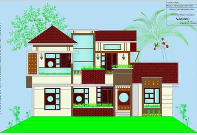 #-2D. Elevation Front view
-Residence project
-@Calicut
-paper work ongoing.
-Modern Design simple
