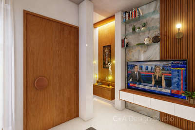 Living +Prayer area 3D view
C+A Design Studio  
 #InteriorDesigner 
#3d 
#LivingroomDesigns 
#Prayerunit