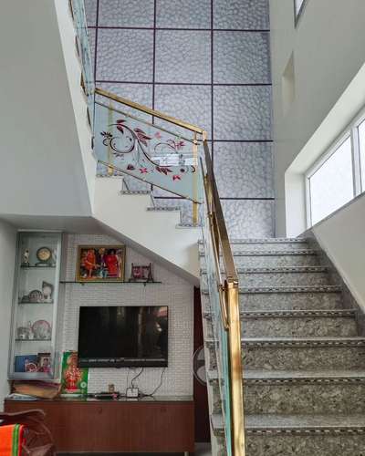 Stair railing pvd coating  #Pvd #GlassBalconyRailing  #StaircaseHandRail
