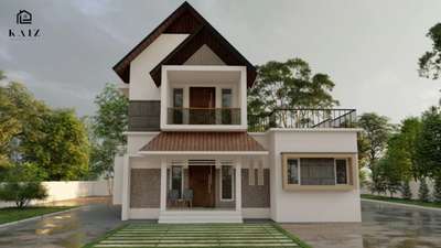 3BHK House
Ground Floor - Sitout, Living Room , Pooja Room, Family living ( double height) , Dinning Room, 2 Bedroom With Attached Bathroom , Open Kitchen, Work area Courtyard (outside & inside)
First Floor - Seen Below, Living Room,  1Bedroom With Attached Bathroom, Balcony