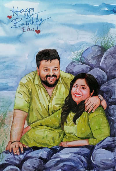 couple watercolor Portrait👨‍👩‍👦💞

To order contact us on Whatsapp 
+91 9778138221
 #watercolor  #framed_painting #gifts