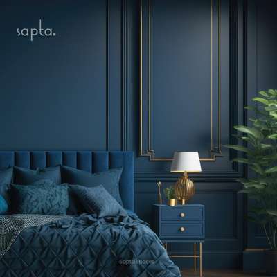#BedroomDecor  #MasterBedroom  #blue  #InteriorDesigner  #saptaspaces  #sapta  #wainscoat  #coat  #TexturePainting  #rugs  #SlidingWindows