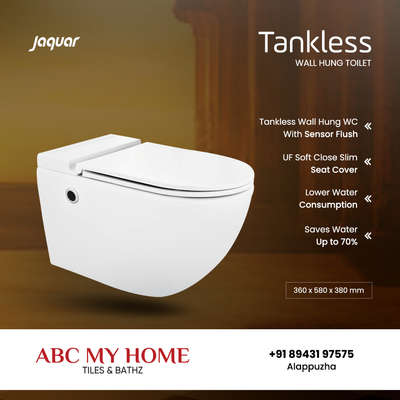 Upgrade your bathroom experience with Jaquar's tankless wall-hung toilet with touchless bathroom technology! Its sleek and modern design saves space and fits any bathroom decor. The touchless flush feature minimizes contact with germs, while the powerful flushing system effectively removes waste with minimal water usage. Plus, the toilet's easy-to-clean surface ensures a hygienic environment. Say goodbye to traditional toilets and hello to innovation!

For more details, feel free to call us on +91 89431 97575

#abcmyhome #sanitarywareshowroom #tileshop #alappuzha #kochi #kerala #keralahomedesign #keralahomes #buildingmaterials #kitchenhacks #interiordecors #jaqur #abcmyhomealappuzha