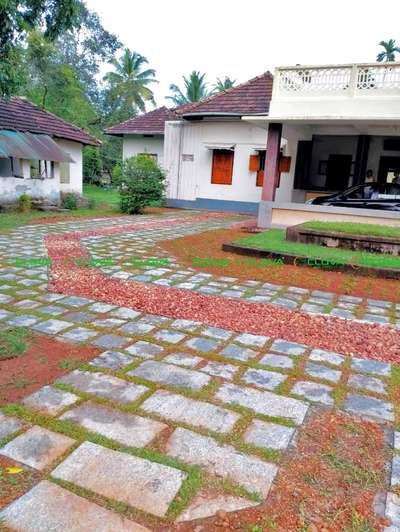 Work finished site@thuravoor, 
Client: Ms.Namitha Jacob, 
product:-Bangalore stone gear with pearl grass :1226sqft, 
pondicherry yellow pebble: 3267kg, 
#bangalorestone #gardenscape #landscapephotography #landscaping #mallugram #explore #gardening #landscapephotos #vintagehouse #keralahome #pearlgrass #naturalstone #stonelaying #exterior_Work