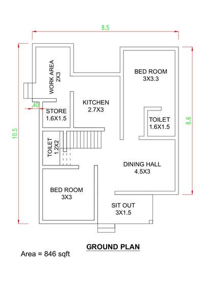 #2bhk #budget friendly #smallhouseplan 846sqft✨️