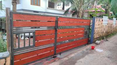 Square pipe GP Gate with Fiber reinforced cement board gate.
 swing and sliding type gate work in progress.